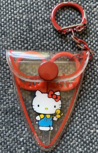 Vintage Sanrio Hello Kitty Mini Scissors Keychain In Case,  1980’s