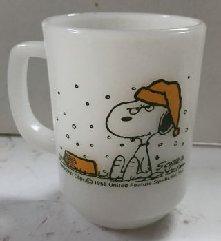 Vintage 1958 Fire - King Milk Glass Snoopy Mug 