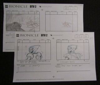 2003 Lego Bionicle Dtv2 14x8.  5 Pencil Storyboard Art Sc - 18 Pgs 91 & 92 Mattau