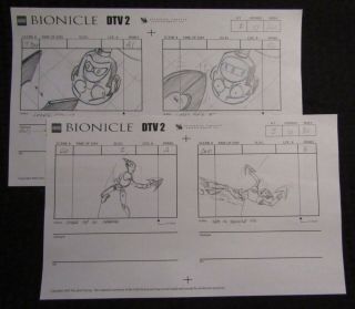 2003 Lego Bionicle Dtv2 14x8.  5 Pencil Storyboard Art Sc - 10 Pgs 14a & 34 Nokama
