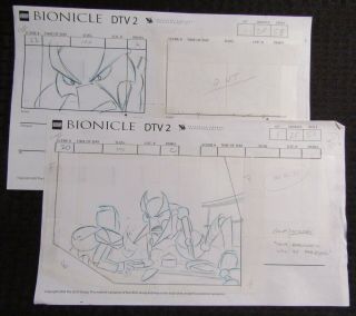 2003 Lego Bionicle Dtv2 14x8.  5 " Pencil Storyboard Art Sc - 20/22 Pgs 51 & 53