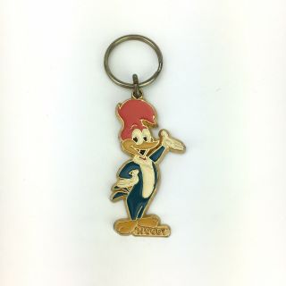 Vintage Walter Lantz Woody Woodpecker Pewter Keychain
