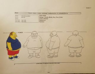 " The Simpsons " - Model Character Sheet The Comic Book Guy Rare
