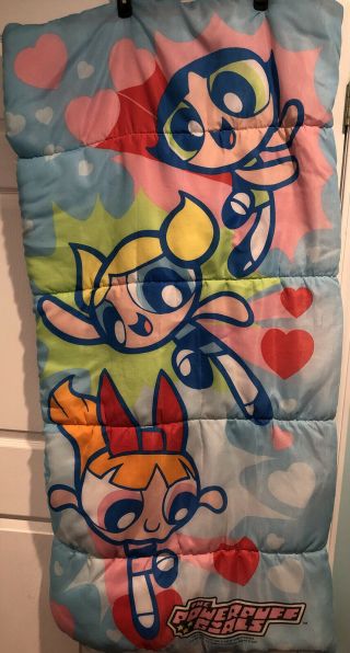 Powerpuff Girls Sleeping Bag Blanket Blue Cartoon 2000 54 " X 28 "