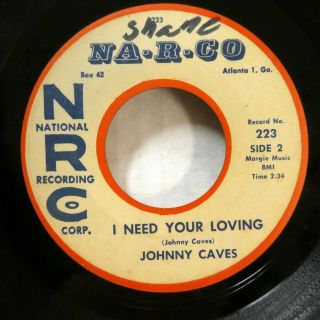 JOHNNY CAVES 45 I Need your Loving / Memory of the Past NRC teen Jr 1293 2