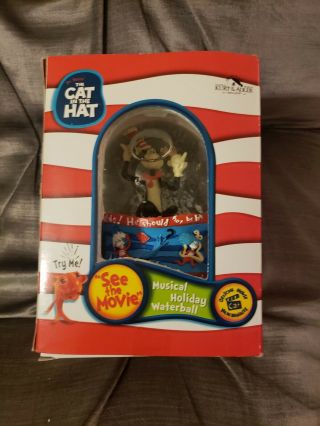 Dr.  Seuss Cat In The Hat Musical Snow Globe With Fish Glass Wood