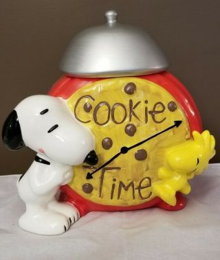 Rare Peanuts Snoopy And Woodstock Ceramic Cookie Time Cookie Jar - No Box