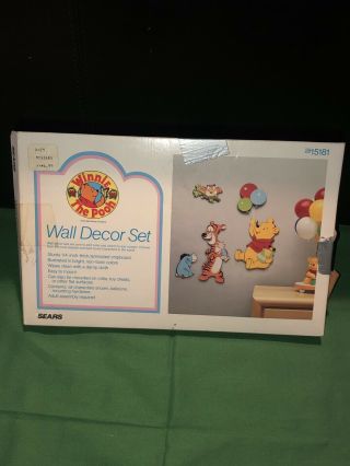 Vtg Sears Disney Winnie The Pooh Chipboard Wall Hang Baby Room Decor Set
