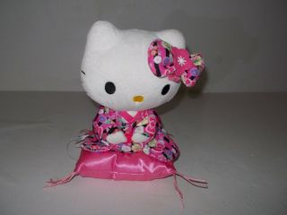 Japan Imported Sanrio Hello Kitty Sakura Pink Kimono Sitting Plush Doll S&h