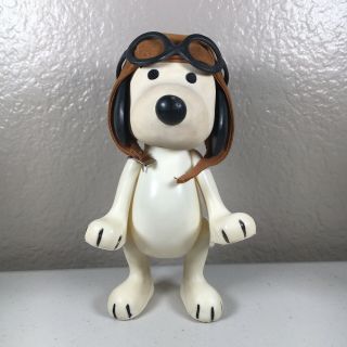 Vintage 1966 Peanuts Snoopy Red Baron Pilot Toy Plastic United Feature Syndicate