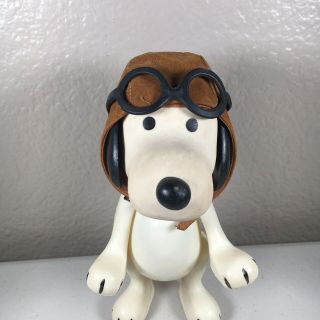 Vintage 1966 Peanuts Snoopy Red Baron Pilot Toy Plastic United Feature Syndicate 2