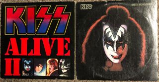 Two Kiss Lps Alive Ii Double Album & Gene Simmons W/ Poster,  Inserts,  Flyer Vg