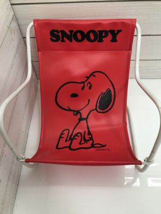 Vintage Snoopy Schultz Directors Small Chair Red Black Vinyl White Frame