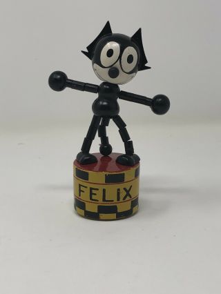 Vintage Wood Wooden Felix The Cat Push Up Puppet Toy Ftcp Inc E3b4 A - 10