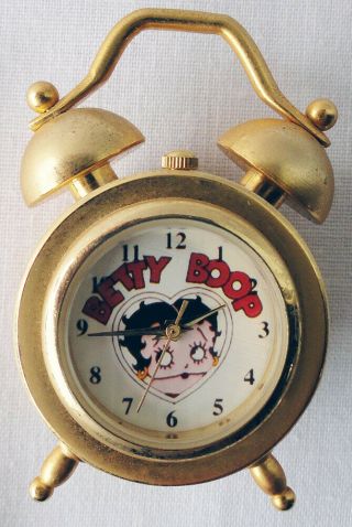 Vintage 1989 Betty Boop Mini Alarm Clock Great W/extra Battery