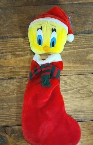 Vintage 1997 Tweety Bird Warner Bros Looney Tunes 23 " Plush Christmas Stocking