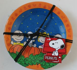 Peanuts Snoopy Linus Halloween Pumpkin Patch Dessert Plates Set Of 4