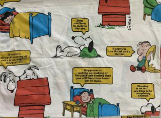 Vtg 70s Charlie Brown Peanuts Snoopy Full Flat Bed Sheet 1970
