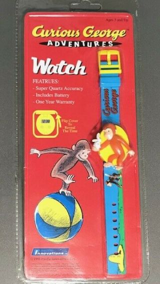 1998 Pacific Innovations Curious George Adventures Flip Cover Watch Nip