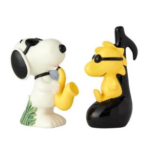 Peanuts Snoopy As Joe Cool And Woodstock Ceramic Salt And Pepper Shaker Set