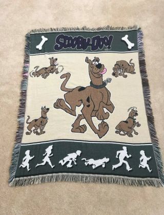 Vintage Scooby - Doo Fringed Tapestry Throw Blanket - 46”x58”