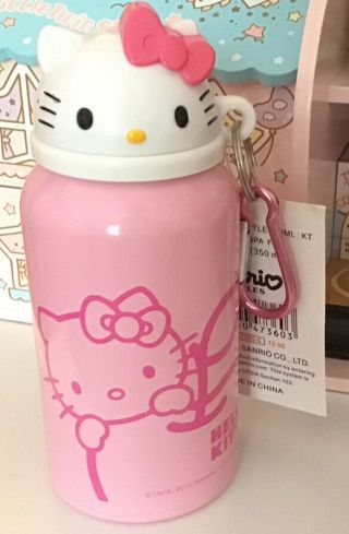 Pink Hello Kitty Aluminum Water Bottle With Key Chain