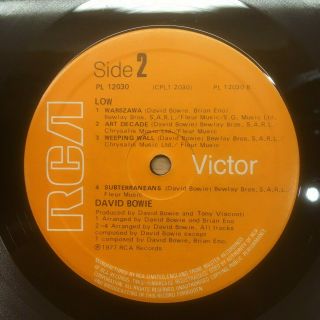 David Bowie Low UK 1st RCA 1977 LP krautrock PL12030 A1/B2 with insert VG,  /EX - 3
