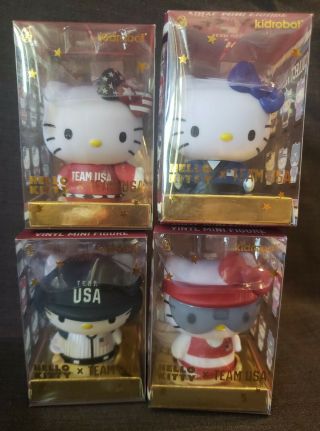 Hello Kitty Kidrobot Team Usa Vinyl Mini Figures Olympics,  Set Of 4 No Repeats