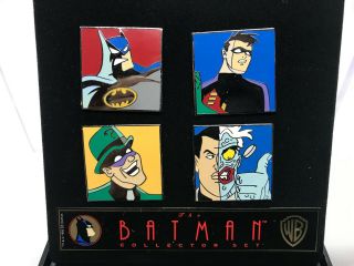 The Animated Series Batman Robin Riddler Two - Face Pin Collector Set Warner Broth