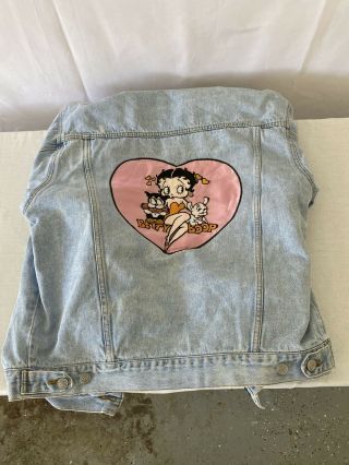 Vintage 1996 King Feature Betty Boop Jean Jacket Pink Heart Size Medium