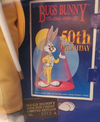 Vintage 24K Company Bugs Bunny 50th Birthday Limited Edition Plush NIB 1990 3
