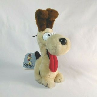 Vintage 1983 Odie 11 " Bean Bag Plush Puppy Dog W/ Tag Dakin 28 - 0023 Garfield