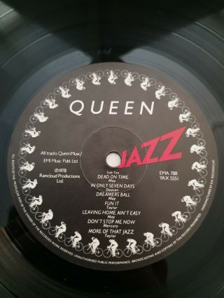 QUEEN Jazz vinyl LP UK Record 1978 1ST PRESS 1U/1U Gatefold EX/EX 3