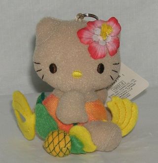 Hello Kitty Hawaii Pineapple Keychain Plush Charm Sanrio 2001 Nip