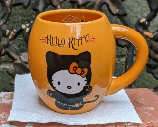 Hello Kitty Orange Happy Halloween Mug Black Cat Sanrio 2013
