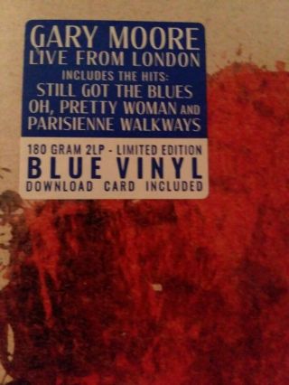 Gary Moore Live From London Double Record Album Blue Vinyl 2lp 180grm