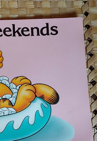Vintage Garfield the Cat Poster Here ' s To Weekends Jim Davis 13.  5 X 9 Inch Argus 3