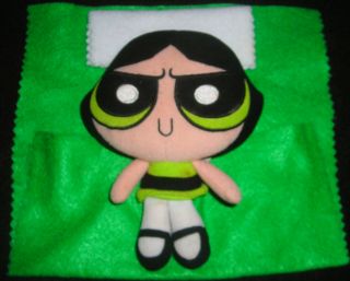 Powerpuff Girls Buttercup 6 " Bean Bag Plush Toy In Sleeping Bag Blanket
