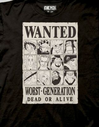 One Piece Anime/manga Wanted Worst Generation T - Shirt,  One Piece T - Shirt