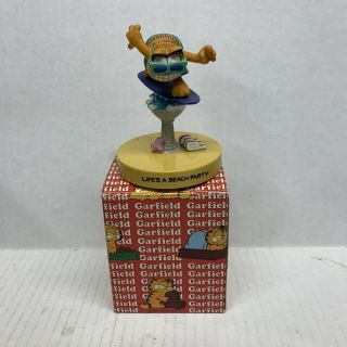 VINTAGE Garfield Year of The Party FIGURINE AUGUST Life’s A Party Surfing Surfer 2