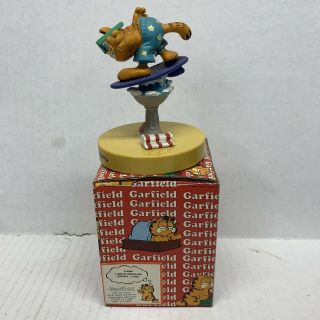 VINTAGE Garfield Year of The Party FIGURINE AUGUST Life’s A Party Surfing Surfer 3
