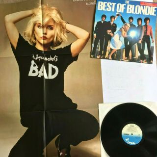 Blondie The Best Of Blondie 1981 Compilation Lp,  Debbie Harry Poster Vg,