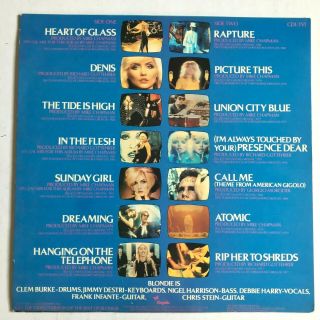 BLONDIE The Best Of Blondie 1981 Compilation LP,  DEBBIE HARRY POSTER VG, 3