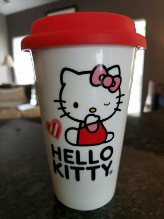 Sanrio Hello Kitty Ceramic Cup Mug 10oz Travel Muh With Lid