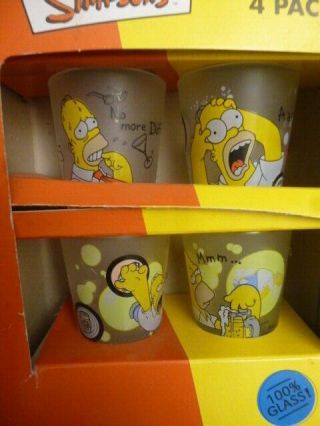 " The Simpsons " - 4 - Pack Shot Glass Set - By Matt Groening - 100 Glass - 2000