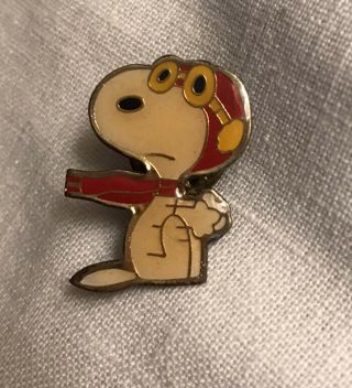 Vintage Peanuts Snoopy Red Baron Flying Ace Aviator Pin Lapel Collector Pinback