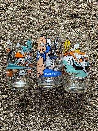Vintage Looney Tunes Pepsi 1979 Collector Series Porky,  Sylvester,  Daffy Glasses