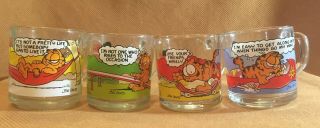 Vintage Mcdonalds Jim Davis 1978 Garfield Glass Coffee Mugs 4 In All