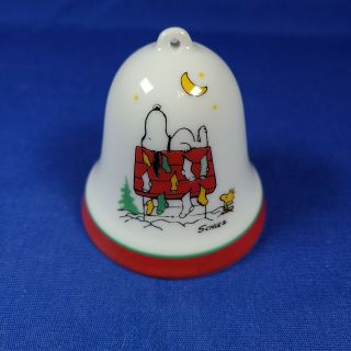 Vintage Peanuts Snoopy Christmas Bell Ornament Woodstock 1965
