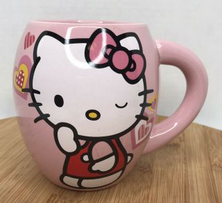 Hello Kitty Pink Hearts Double Sided Coffee Mug Vandoor Sanrio Crazing 15 Oz